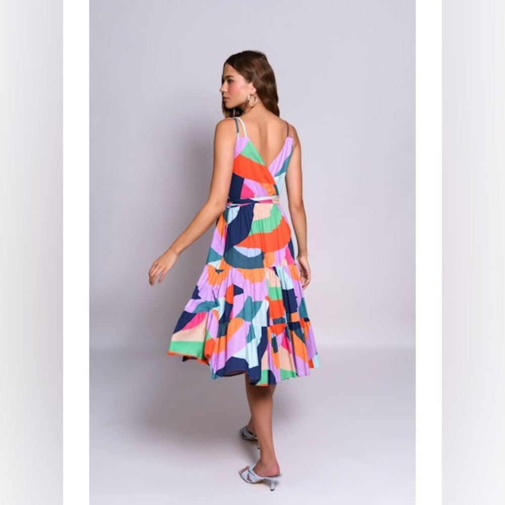 Hutch Rainbow Wave Tiered Midi Wrap Dress - Picture 3 of 3